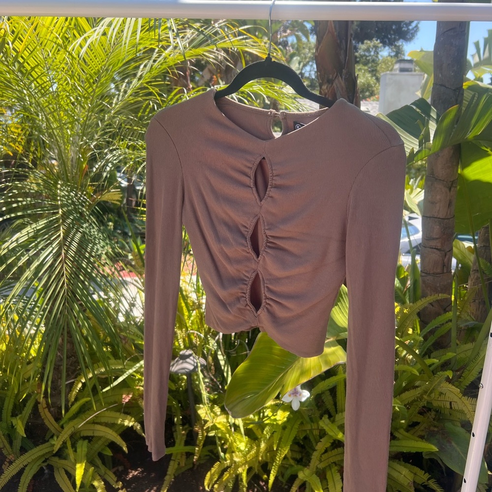 Pink Ruched Cut Out Blouse